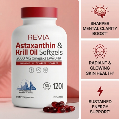 Revia Astaxanthin & Krill Oil Softgels