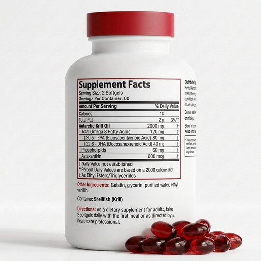 Revia Astaxanthin & Krill Oil Softgels